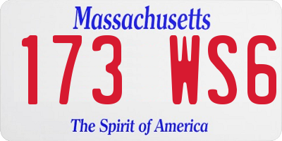MA license plate 173WS6