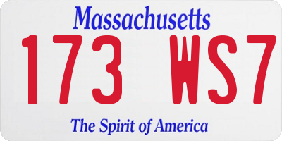 MA license plate 173WS7