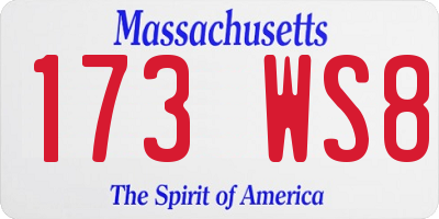 MA license plate 173WS8