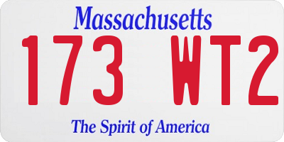 MA license plate 173WT2
