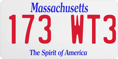 MA license plate 173WT3