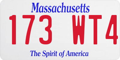 MA license plate 173WT4