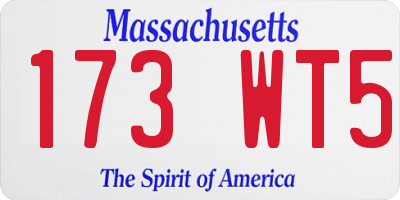 MA license plate 173WT5