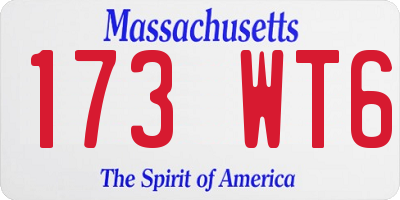 MA license plate 173WT6