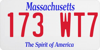 MA license plate 173WT7