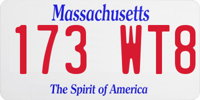 MA license plate 173WT8