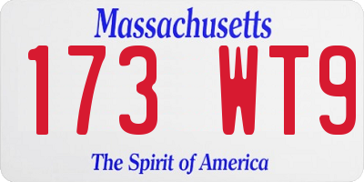 MA license plate 173WT9