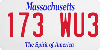 MA license plate 173WU3