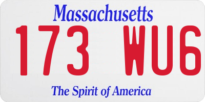 MA license plate 173WU6