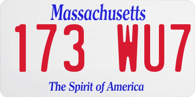 MA license plate 173WU7
