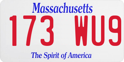 MA license plate 173WU9