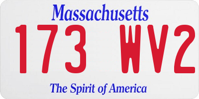 MA license plate 173WV2