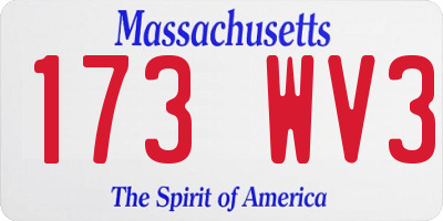 MA license plate 173WV3