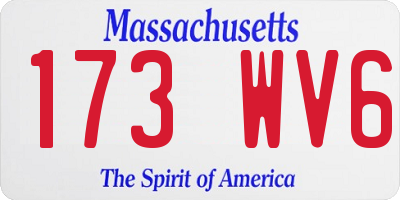 MA license plate 173WV6