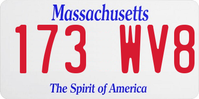 MA license plate 173WV8