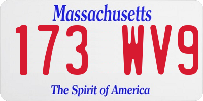MA license plate 173WV9