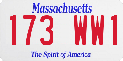 MA license plate 173WW1