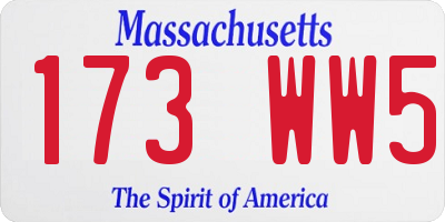 MA license plate 173WW5