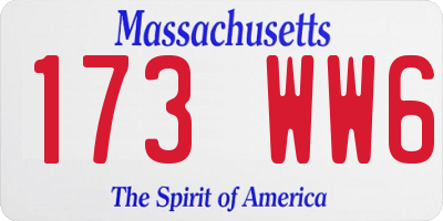 MA license plate 173WW6