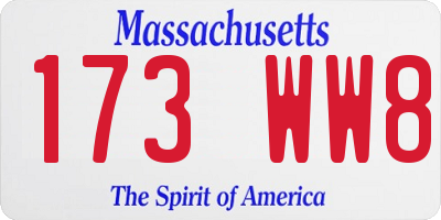 MA license plate 173WW8