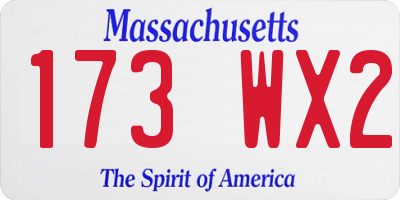 MA license plate 173WX2