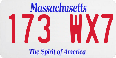 MA license plate 173WX7