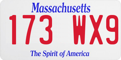 MA license plate 173WX9