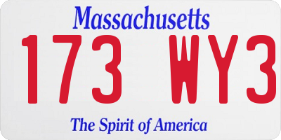 MA license plate 173WY3