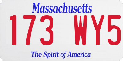 MA license plate 173WY5