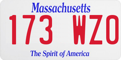 MA license plate 173WZ0