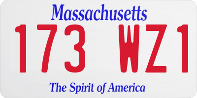 MA license plate 173WZ1
