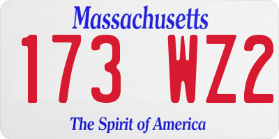 MA license plate 173WZ2