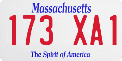 MA license plate 173XA1