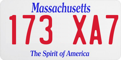 MA license plate 173XA7