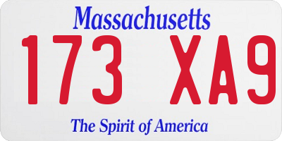 MA license plate 173XA9