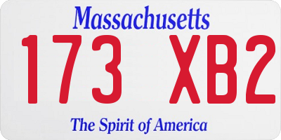 MA license plate 173XB2