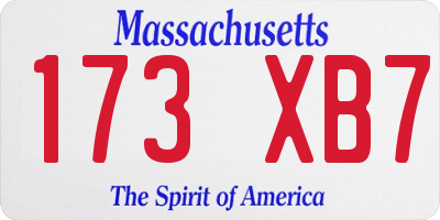MA license plate 173XB7