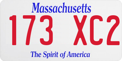 MA license plate 173XC2