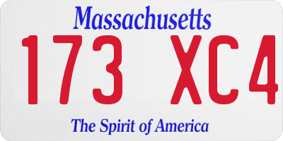 MA license plate 173XC4