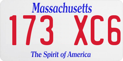 MA license plate 173XC6