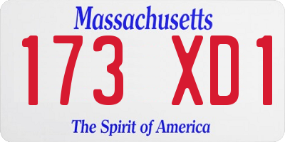 MA license plate 173XD1