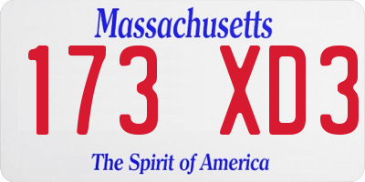 MA license plate 173XD3