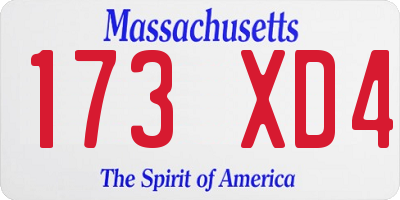 MA license plate 173XD4
