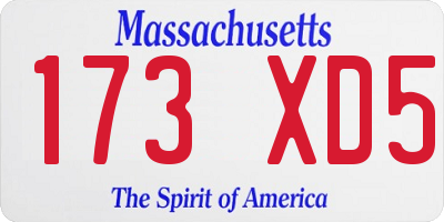 MA license plate 173XD5