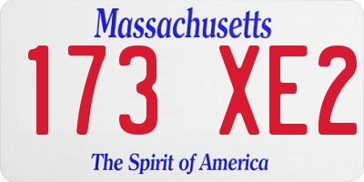 MA license plate 173XE2