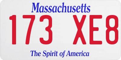 MA license plate 173XE8