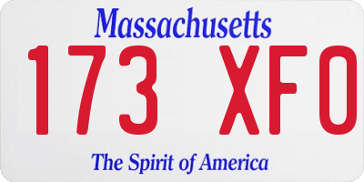 MA license plate 173XF0
