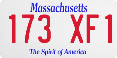MA license plate 173XF1
