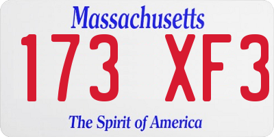 MA license plate 173XF3