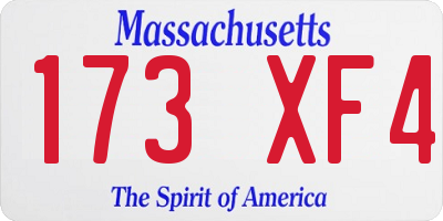 MA license plate 173XF4